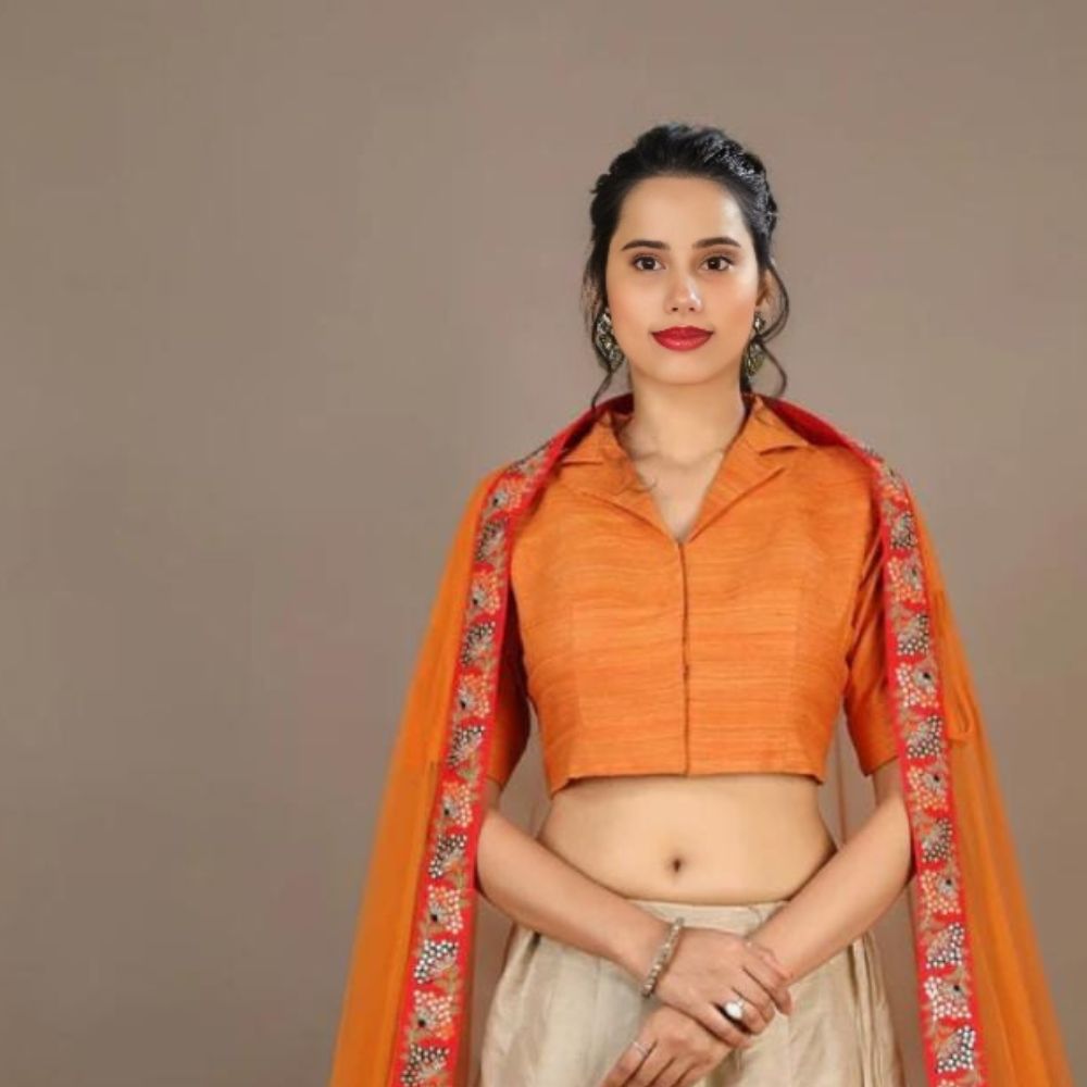 Tussar Saree with Madhubani Bride, Doli, and Kaahar Painting